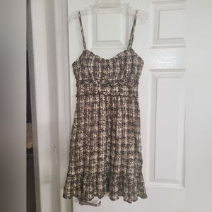 6 degrees Brown & Cream Plaid Spaghetti-Strap Midi Dress